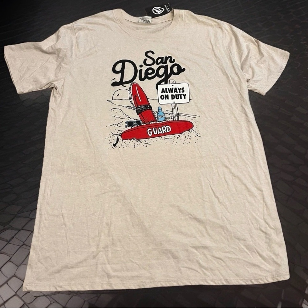 Where I'm From T-Shirt Mens XXL Tan NEW San Diego Guard Graphic Tee‎ Made in USA